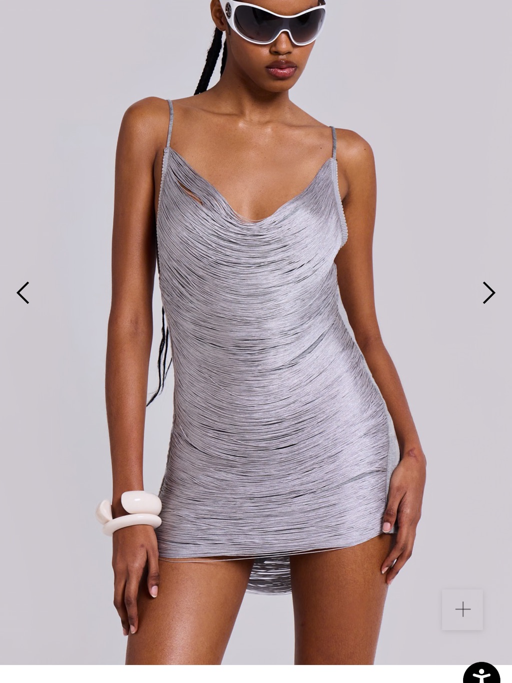 Jaded London Lavinia Was Silver Metallic Cowl Neck Mini Dress